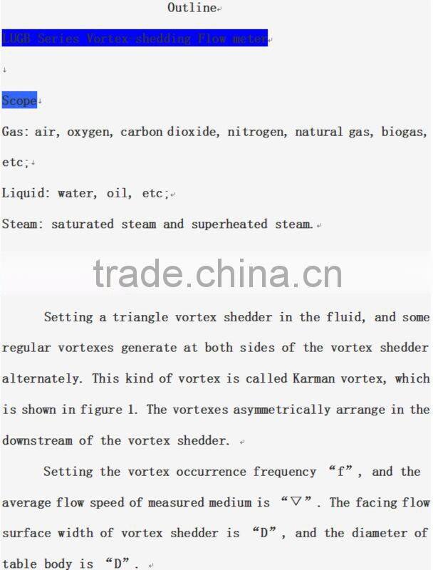 LUGB Vortex-shedding flow meter for water