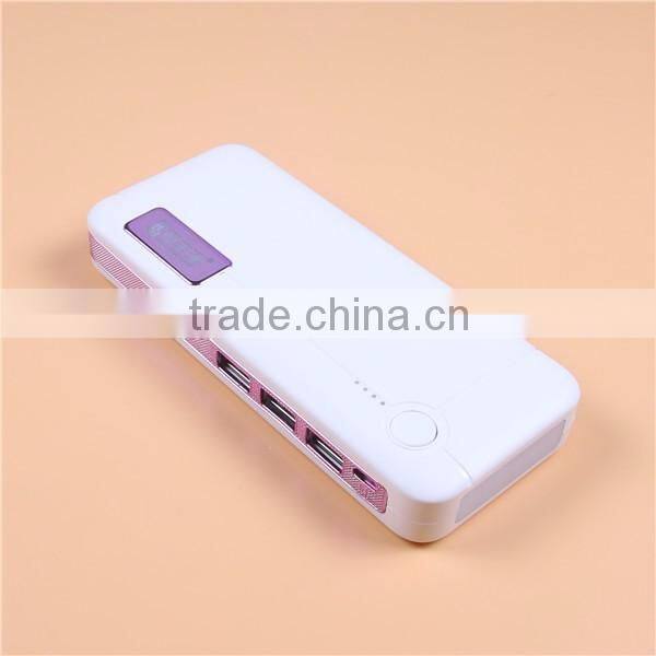 Factory Wholesale 12000mAh 3 USB Power Bank with Torch Light