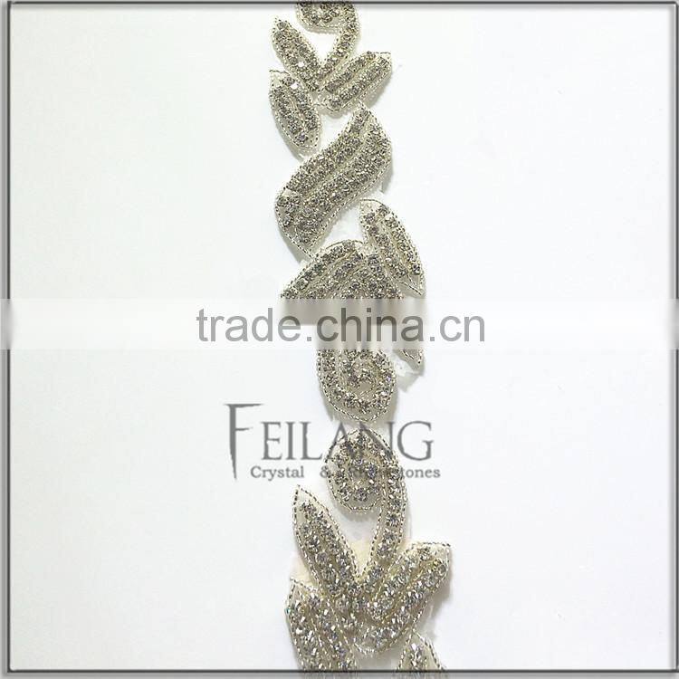 Crystal Rhinestone Applique Trim for Wedding Bridal Dress