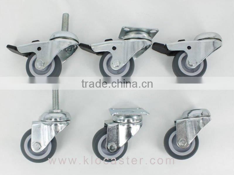 2" TPR caster with top plate, 50mm TPR light duty caster