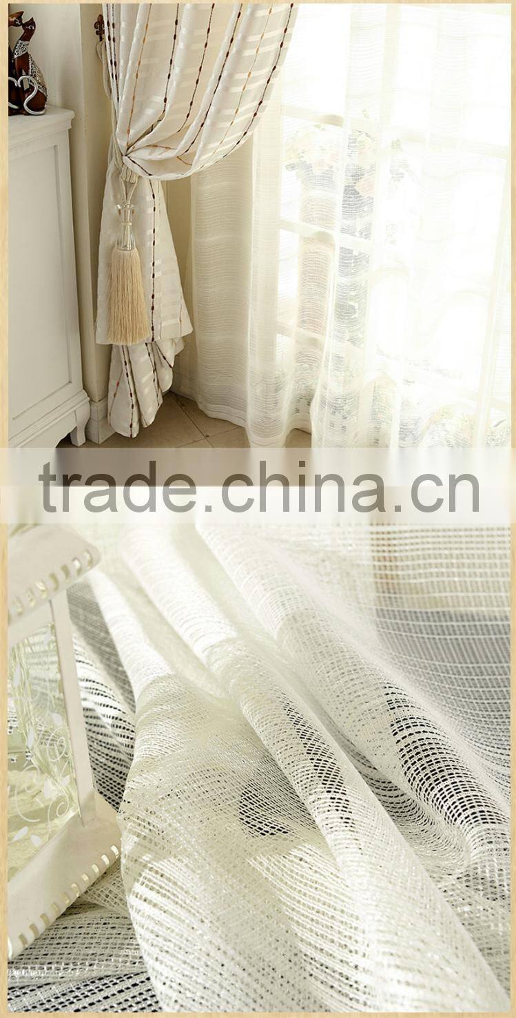 Pure light color design for curtain- Bead string pattern 100% polyester embroidery fabric- window/ living room modern curtain