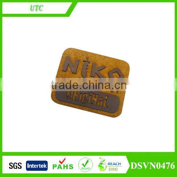 custom embossed self adhesive branded denim leather patch