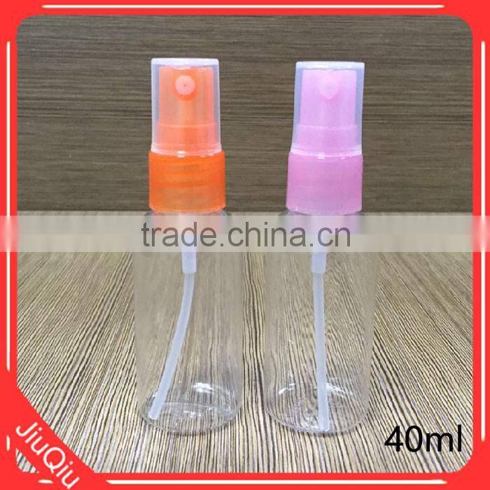 Hotsale perfume packaging cylinder empty spray PET cosmetic bottle 40ml