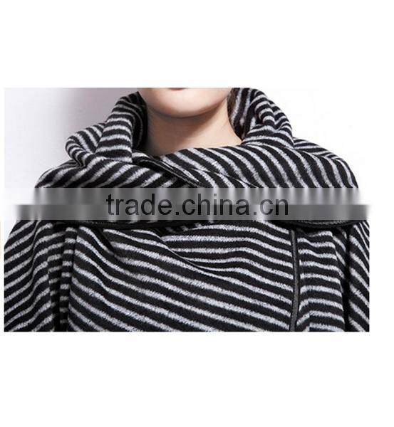 Women's fashion stripe Bat Poncho Cape Jacket sweater casual Warm Cloak Coat Knitwear