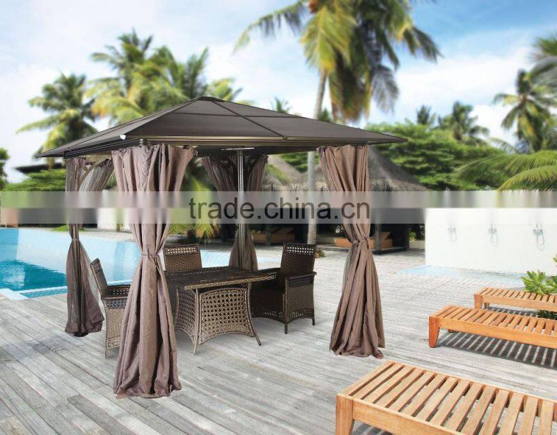 10'x12' with mosquito netting hard top sun shelter polycarbonate gazebo