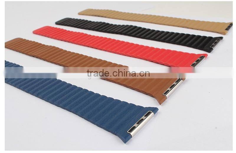 2016 New Fashion 100% Genuine Leather 38mm 42mm Quilted Strap For Apple Watch Band