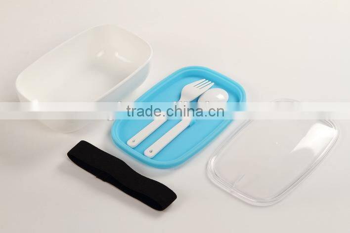 BPA free plastic lunch box with silicone inner lid for Children
