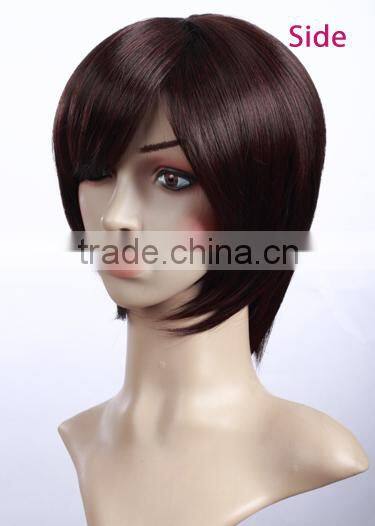 Wet and wavy cheap lace front wig short wig synthetic bang wholesale european kosher wig distributor