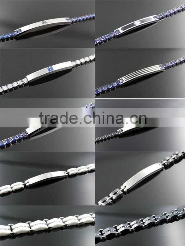 Good quality Stainless Steel Jewellery Bracelet with Black Zircon