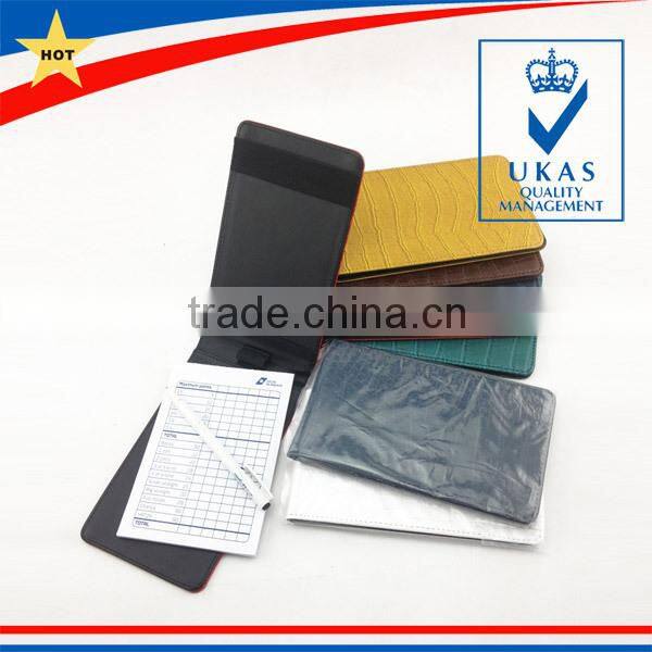 Customized Folding Leather Golf Score Card Holder With Pencil