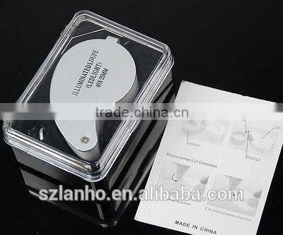 Pocket 40X 25mm Magnifying Glass Magnifier Folding Jewelry Loupe Loop Led Light