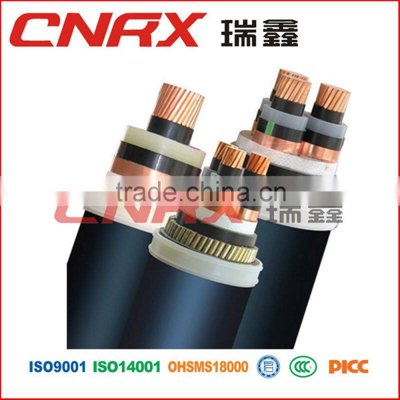 Made in China yueqing ruixin group 0.6/1 kv Cu / AI conductor XLPE Insulated PVC / PE Sheath 3 Core Power cable electrical cabel