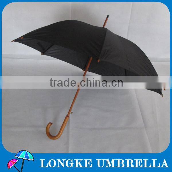 60cm black color auto open Wooden shaft straight umbrella