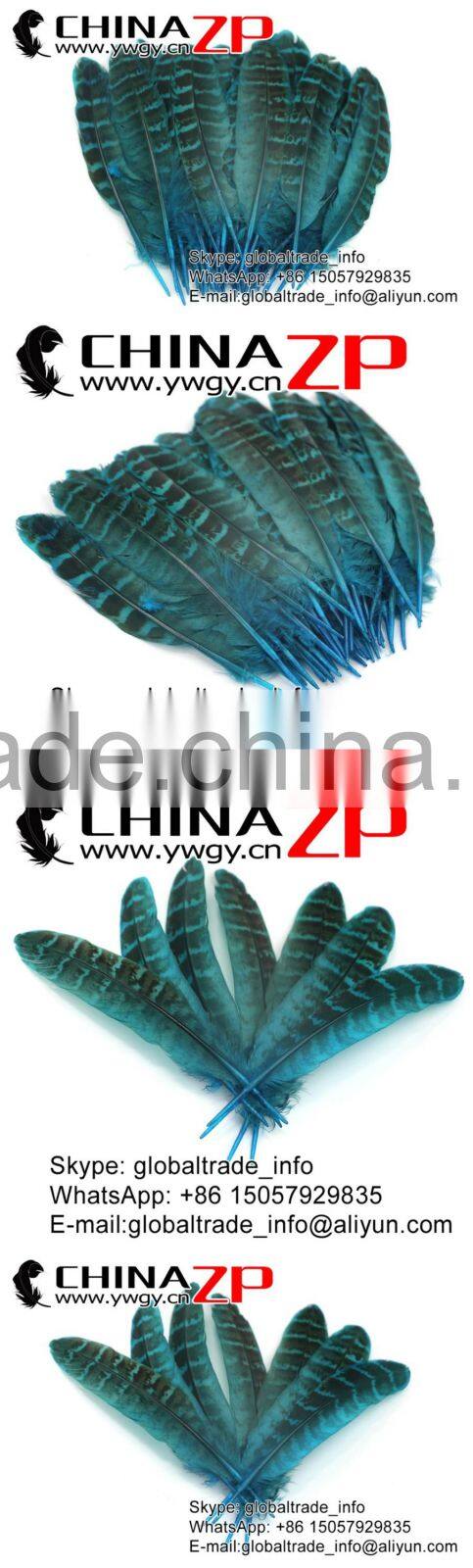 Hotselling CHINAZP Dyed Turquoise Blue Ringneck Wing Quills Feather for Party Decoration