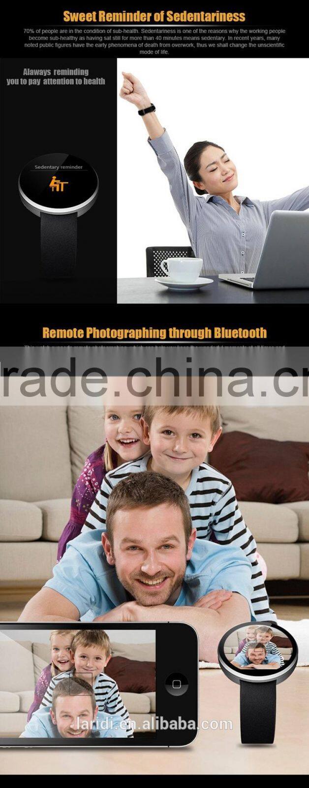 2015 New leather DM360 bluetooth smart watch for full hd 1080p porn sex video android and IOS support pedometer