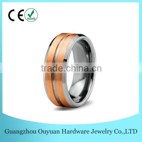 8MM Tungsten Carbide Ring, 18K Rose Gold Brushed Tungsten Carbide Ring, Fashion Tungsten Wedding Band Ring