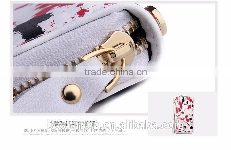 zipper nice painting evening clutch women wallet leather with hand strap
