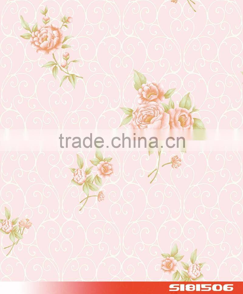 pink flower floral modern pvc wallpaper wallcovering S181507