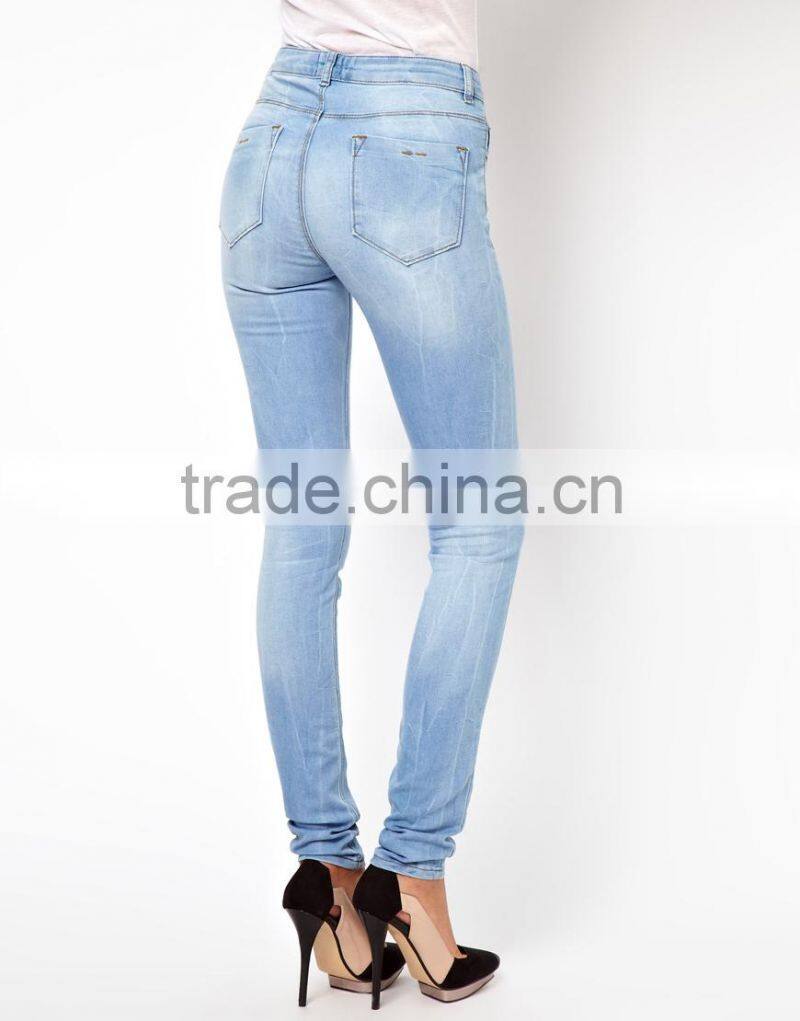Supersoft High Waisted Ultra Skinny Jeans In Ice Blue Vintage Wash for women (LOTX123)