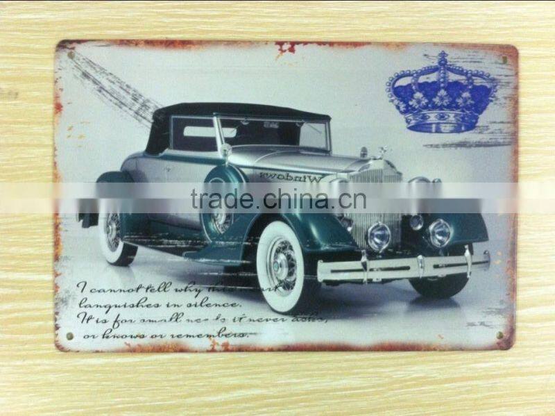 Advertising decorative embossed metal tin plaqe vintgae retro wall tin plaque