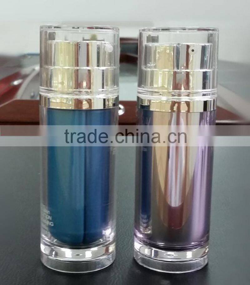 Spherical acrylic lotion bottle cosmetic packaging plastic bottle double tube round shape