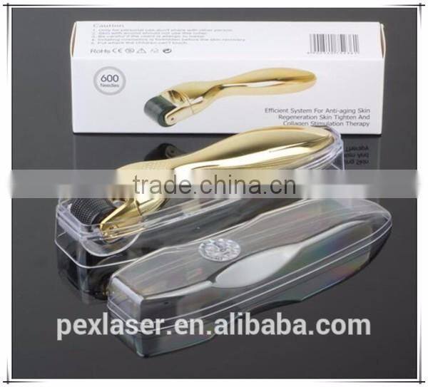 Gold handle 600 needles dermaroller for hair loss treatment
