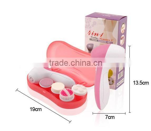 YF-029 5 in 1 Multi-Function Portable Facial Skin Care Electric Massager/Scrubber with Facial Latex Brush Cosmetic Sponge