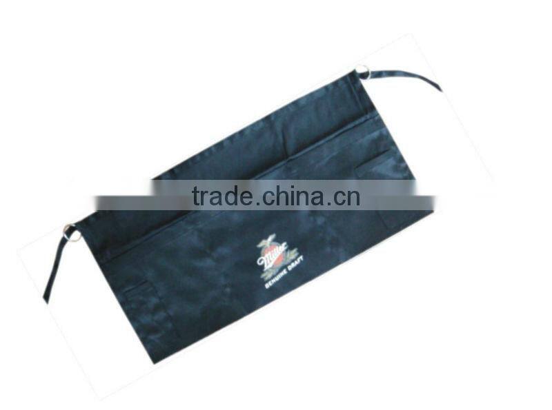 Hot selling high quality pattern half short waist aprons with zipper pocket