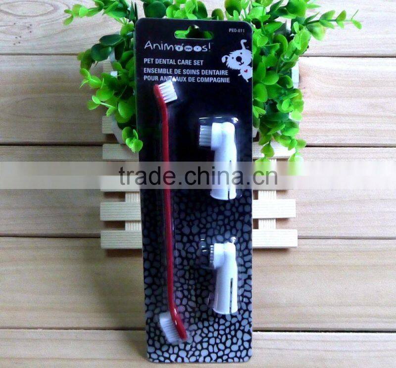 new design dog two finger toothbrush set