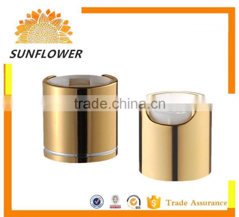 wholesale aluminum sliver /gold disc top press cap