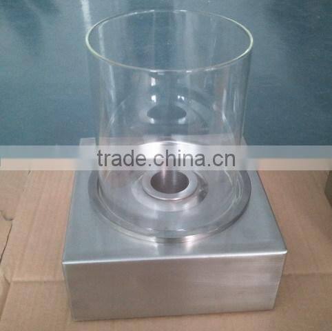 stainless steel bio fuel fireplace with 2 pcs clear borosilicate glass tube