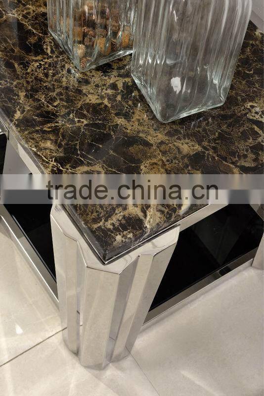 Stainless steel home furniture marble top coffee table C378