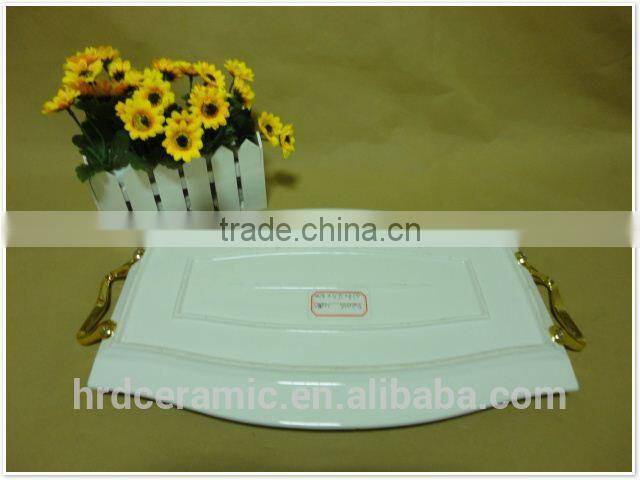 2015 hot sale stock Ceramic Plates With Handles