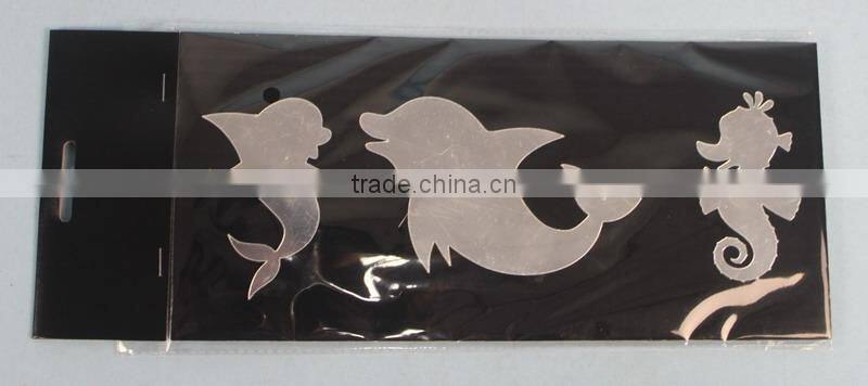 Silver Dolphins and Seahorse Mirror Stickers