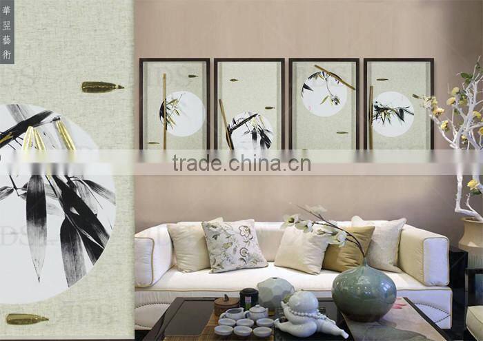 Framed Handmade gold ledf bamboo home goods wall art