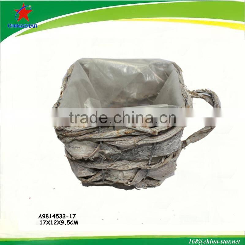 wash white birch christmas decor flower pot with handle