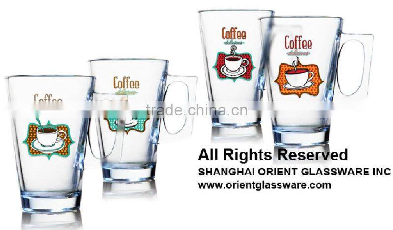 6oz 8oz 10oz 12oz Caffe Latte Espresso Cappuccino color printing glass coffee mug coffee glass set