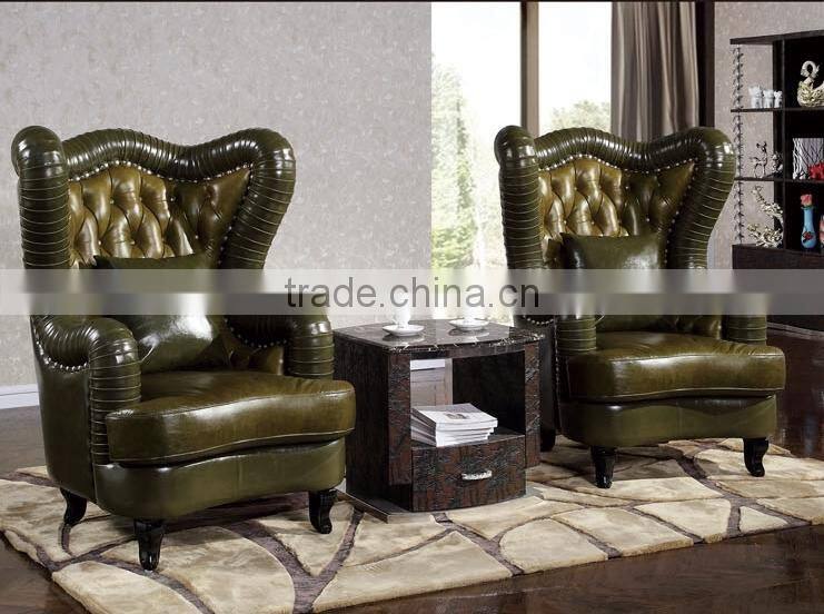 JR029 luxury antique chesterfield genuine leather leisure chair living room single chairs hotel room chair wedding furniture