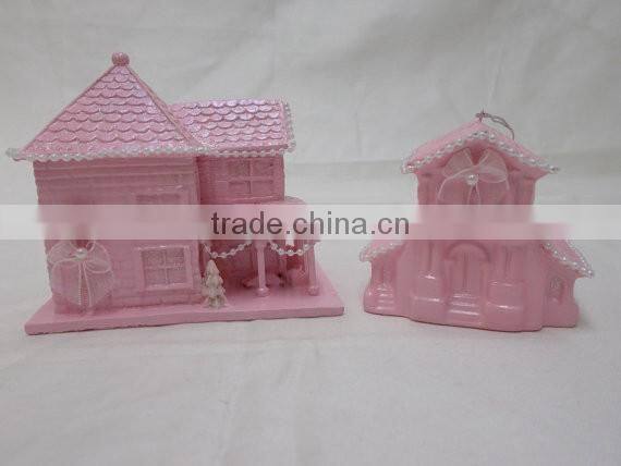 Shabby Pink Glitter Christmas Village Houses
