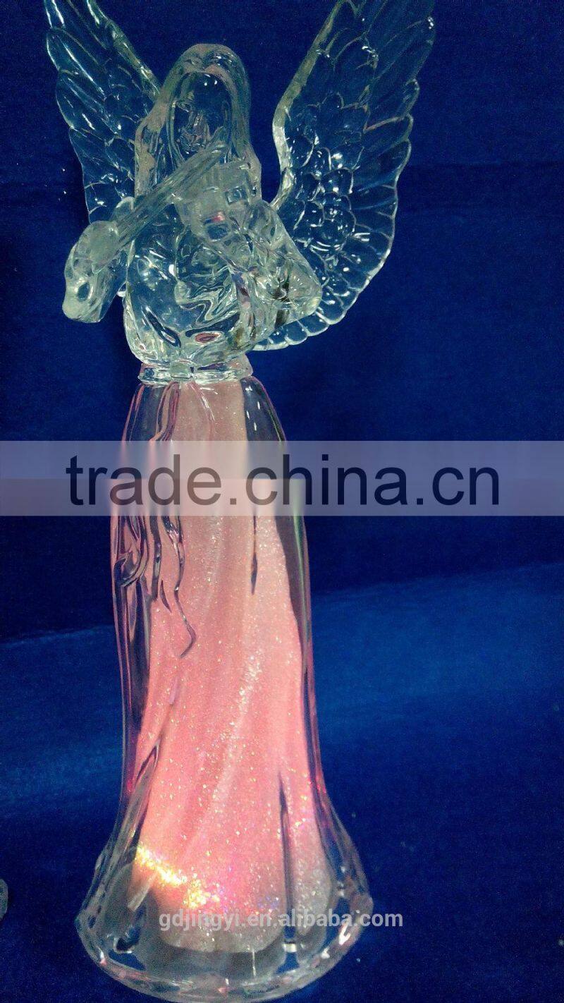 2015 Dongguan 10 inch Acrylic hollow angel with LED Light