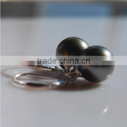 9-10mm AAA fashion tahitian pearl earrings with silver clasp