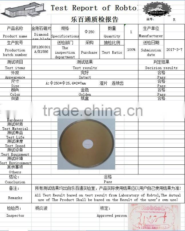10 inch 250mm Continuous Rim Diamond Saw Blade Tile Ceramic Porcelain Bridge Saw Wet Cutting Disc