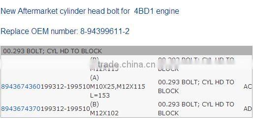cylinder head bolt for 4BD1 8943674360
