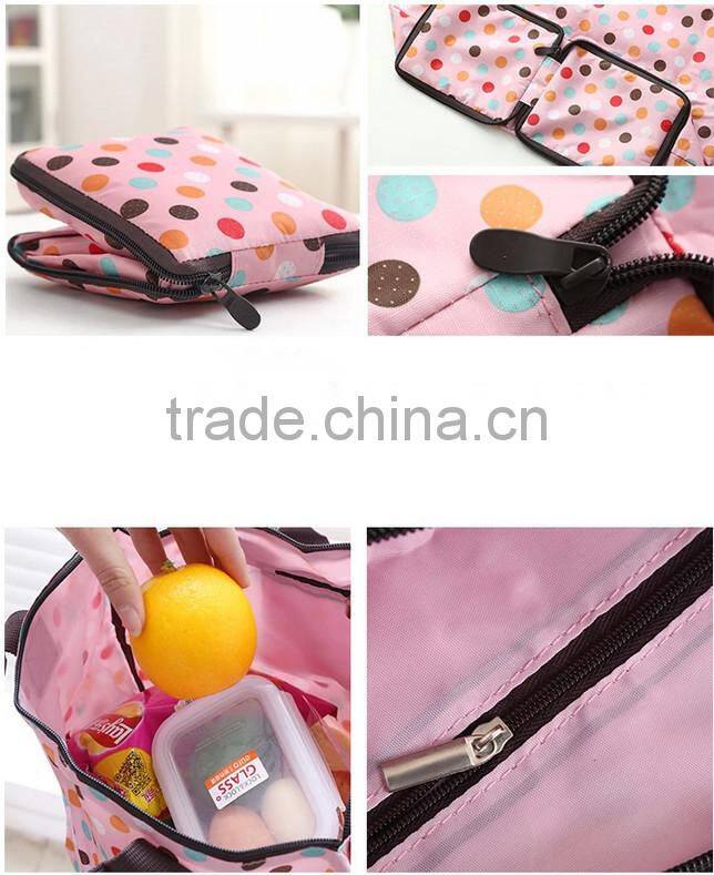 Full color printing 300D Polyester fashion tote bags with square zipper pocket