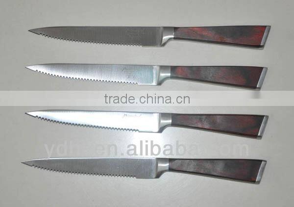 High quality 4PCS steak knife set with rubber wood stored box