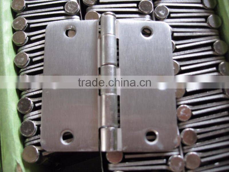 Satin Nickel 6 Holes Door hinge with 1/4" radio Corner