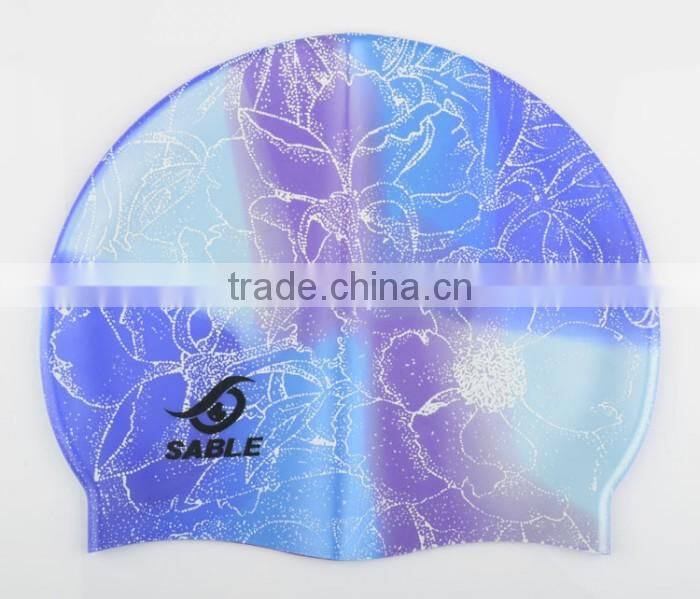 custom colorful Printing silicone swim cap