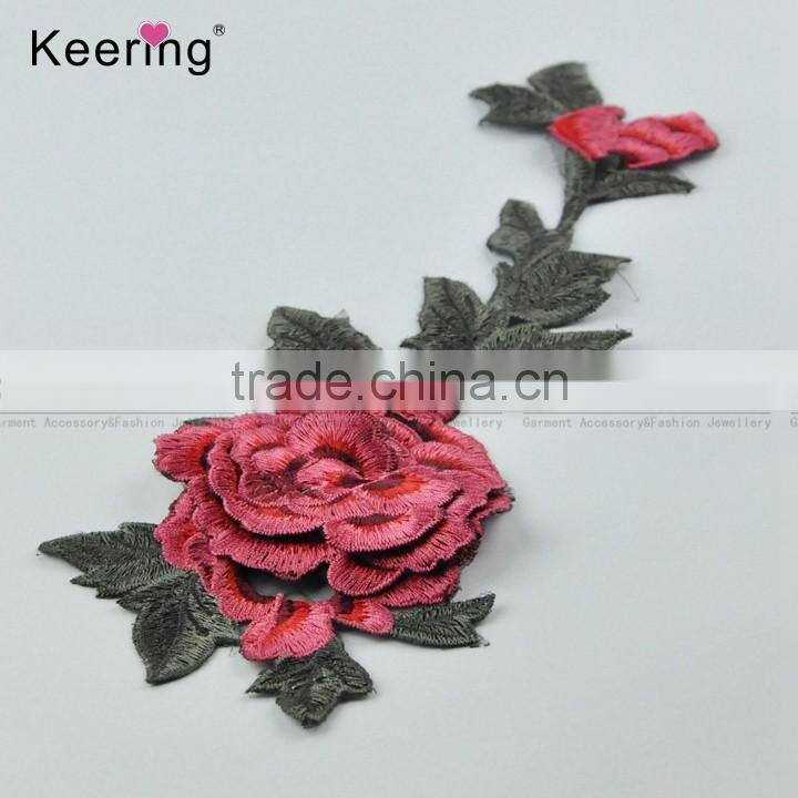 Chinese supplier flower applique embroidery textile patches for clothing