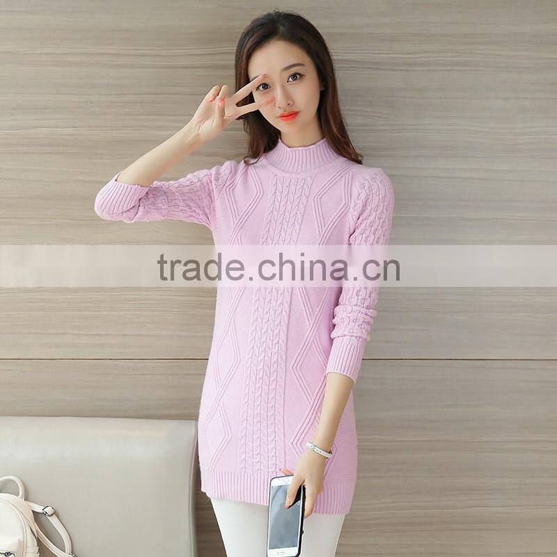 winter fashion women long pullover sweater knitted sweater designs for ladies