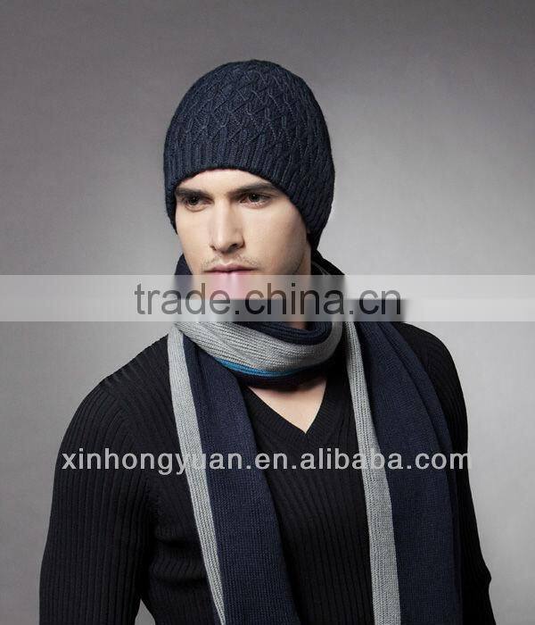 custom fashion warm knitted winter earflaps hats for men